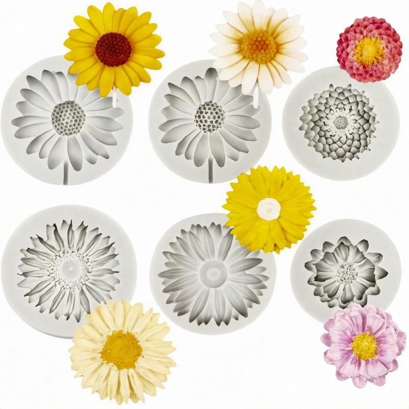 Soap Making Material - 6 Parça, Ayçiçeği Papatya Silikon Kalıp,